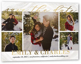 Save The Date Cards: Lettered Gallery Save The Date, Gold Foil, White, 5X7, Matte, Personalized Foil Cardstock, Square