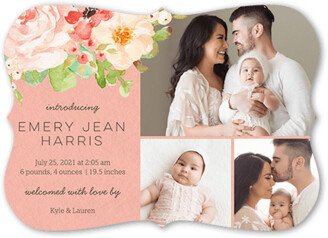 Birth Announcements: Arrival Bouquet Birth Announcement, Pink, 5X7, Pearl Shimmer Cardstock, Bracket