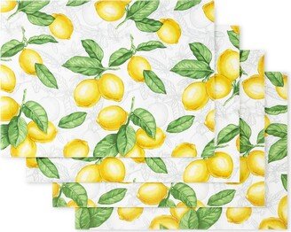 Lots of Lemons Placemat 4-Pack Set, 13 x 17.5 - White, Yellow