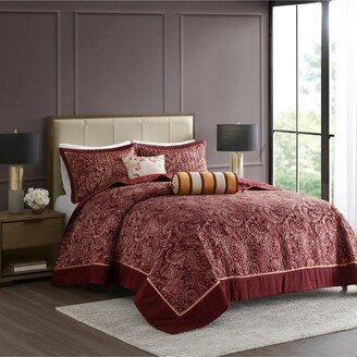 Gracie Mills 5-pc Aubrey Reversible Jacquard Bedspread Set - Queen