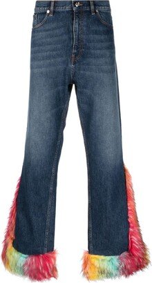 BLUEMARBLE High-Waisted Faux-Fur Detailing Jeans