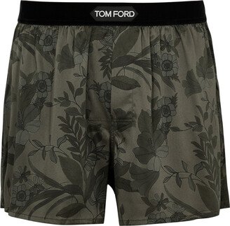 Floral-print Stretch-silk Boxer Shorts