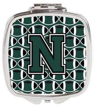 CJ1071-NSCM Letter N Football Green & White Compact Mirror