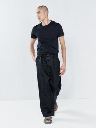 Fluid Wide-leg Cotton-blend Trousers