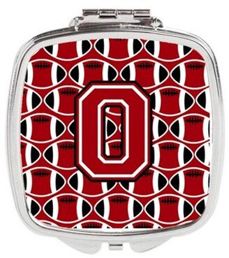 CJ1073-OSCM Letter O Football Red, Black & White Compact Mirror