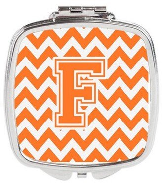 CJ1046-FSCM Letter F Chevron Orange & White Compact Mirror