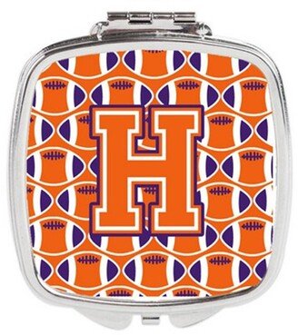 CJ1072-HSCM Letter H Football Orange, White & Regalia Compact Mirror