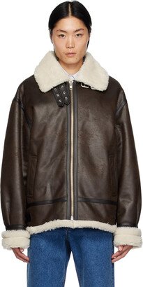 Dunst Brown Loose-Fit Faux-Leather Jacket