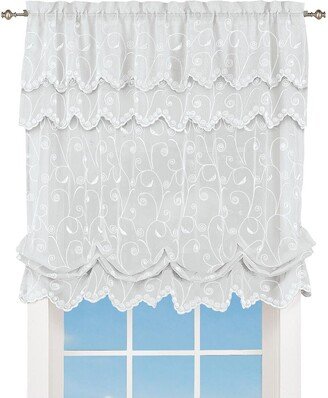 Collections Etc Sheer Balloon Curtain Shade with Scroll Pattern & Rod Pocket Top, 63