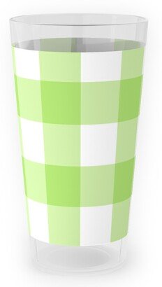 Outdoor Pint Glasses: Gingham Checks Outdoor Pint Glass, Green