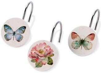 Butterfly Garden Ceramic 12-Pc. Shower Curtain Hooks