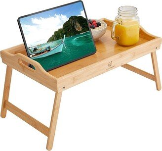 JumblWare Bamboo Bed Tray Table with Folding Legs, Over the Bed Table