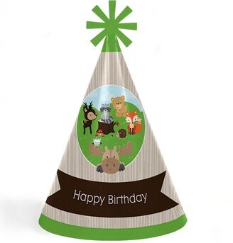 Big Dot Of Happiness Woodland Creatures - Cone Happy Birthday Party Hats - Set of 8 (Standard Size)