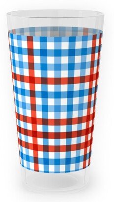 Outdoor Pint Glasses: Americana Gingham - Multi Outdoor Pint Glass, Blue