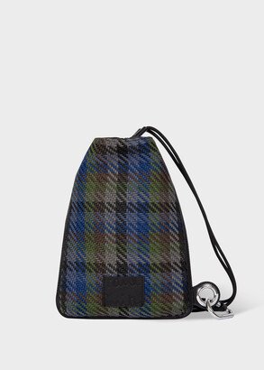 Men's Blue And Green Woven Check Cross-Body Bag