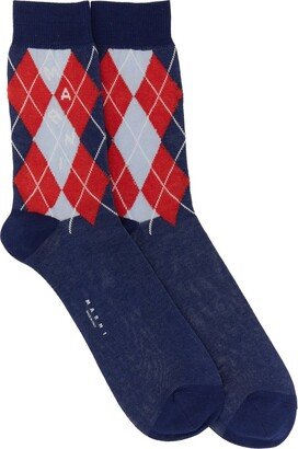 Argyle Intarsia Knit Ribbed Socks