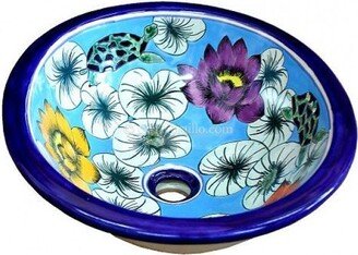 Mexican Talavera Sink Oval Drop in Handcrafted Ceramic - Pond