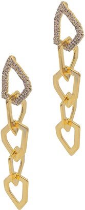 14K Gold Plated Pavé Swarovski Crystal Organic Link Drop Earrings