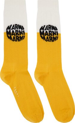 Yellow & White Logo Socks