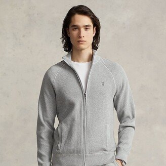 Textured Cotton Full-Zip Sweater