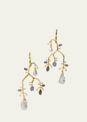 Brut Pearl and Stone Mobile Statement Earrings