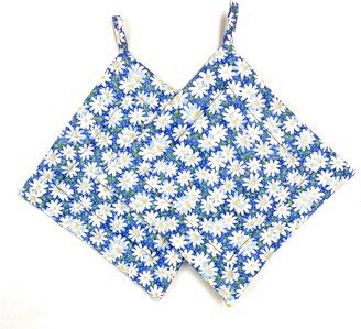 Set Of 2 - Daisies Daisy Yellow White On Cobalt Blue Spring Kitchen Square Hot Pot Holders Pan Plate Pads Trivets