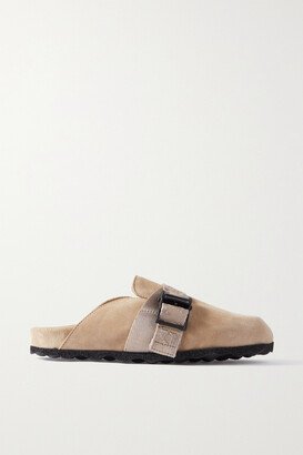 Webbing-trimmed Suede Slip-on Clogs - Neutrals