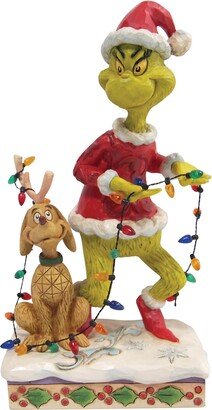 Jim Shore Grinch and Max Wrapped in Light Figurine