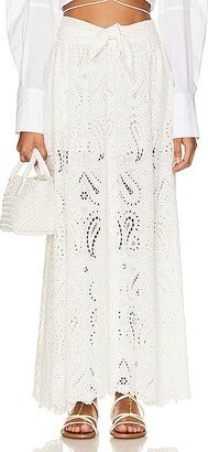 Eyelet Midi Skirt in White