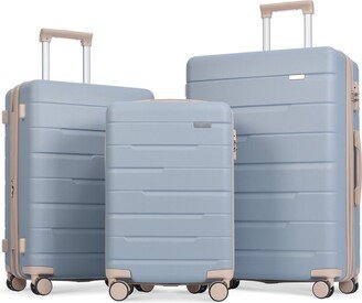 ABS Hardside Suitcase sets with Spinner Wheels,Light Blue 3 Piece Suitcase Set