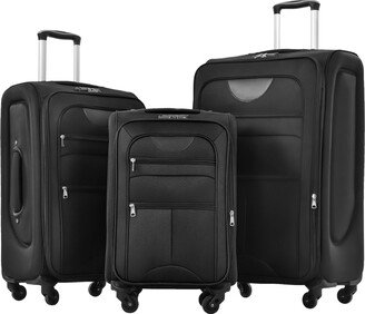 EDWINRAY Softside Luggage Expandable 3 Piece Set Suitcase Upright Spinner Softshell Lightweight Luggage Travel Set-AD
