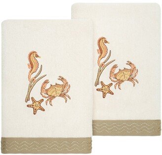 Turkish Cotton Aaron 2Pc Embellished Hand Towel Set