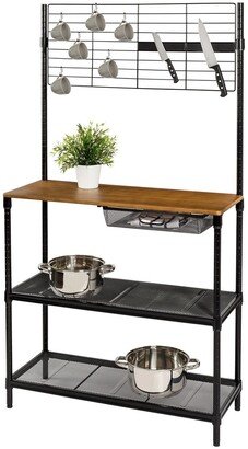 Black/Wood Kitchen Bakers Rack