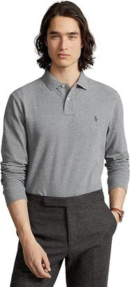 Classic Fit Mesh Long-Sleeve Polo Shirt (Steel Heather/C9949) Men's Clothing