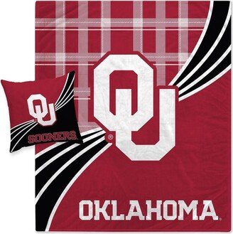 Oklahoma Sooners Plaid Wave Lightweight Blanket and Pillow Combo Set