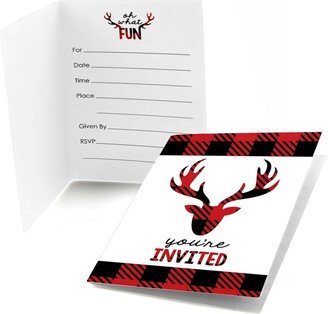 Big Dot Of Happiness Prancing Plaid - Fill-in Christmas Buffalo Plaid Party Invitations (8 count)