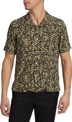 Saks Fifth Avenue Made in Italy Saks Fifth Avenue Men's Slim Fit Abstract Leaf Camp Shirt
