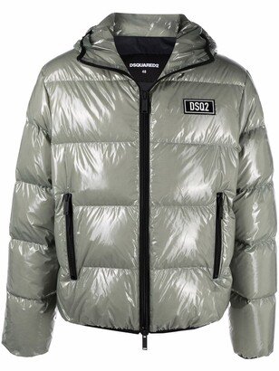 High-Shine Hooded Down Jacket-AA