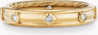 Modern Renaissance Band Ring in 18K Yellow Gold with Diamonds Women's Size 4.5