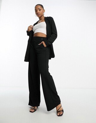 wide leg jersey pants in black - part of a set