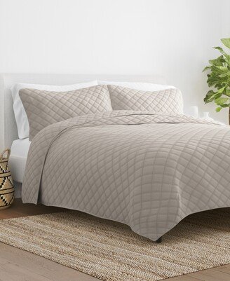 All Season 3 Piece Diamond Stitch Quilt Set, Full/Queen