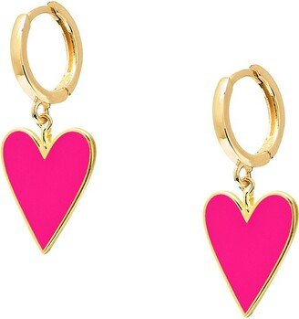 Neon 14K Gold Vermeil & Enamel Candy Heart Huggie Hoops