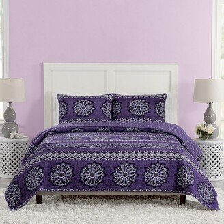 Tranquil Medallion Purple Quilt Set, King