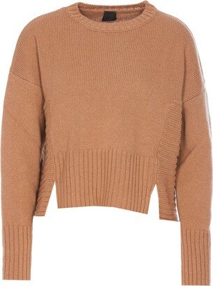 Crewneck Side Split Knitted Jumper-AB