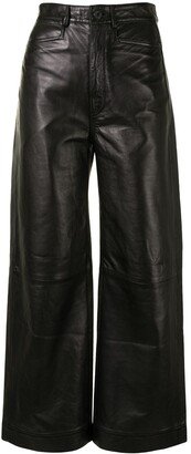 High-Waist Leather Culottes-AA