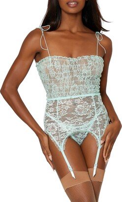 Lace Basque with Garter Straps and G-String Thong