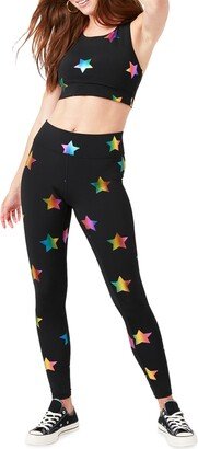 Black Rainbow Star Foil UpLift Leggings