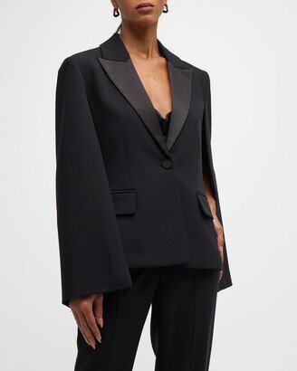 Christina Satin Lapel Cape-AA