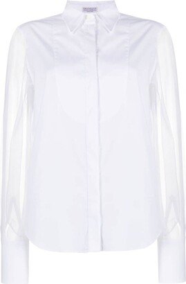 Monili-embellished long-sleeve shirt