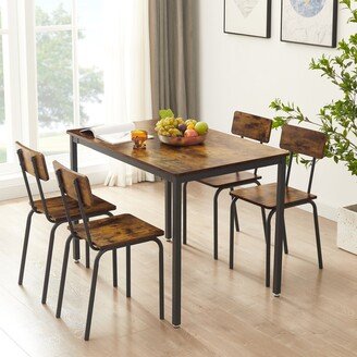 EYIW 5-Piece Dining Table Set, Dining Table with Adjustable Feet and 4 Dining Chairs